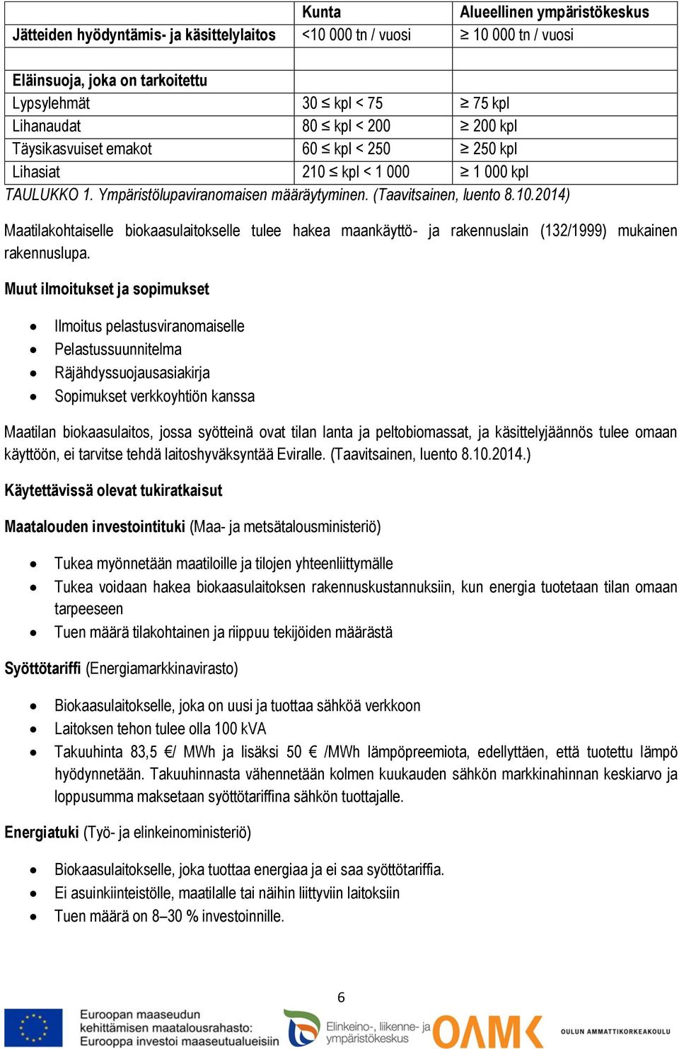 Muut ilmoitukset ja sopimukset Ilmoitus pelastusviranomaiselle Pelastussuunnitelma Räjähdyssuojausasiakirja Sopimukset verkkoyhtiön kanssa Maatilan biokaasulaitos, jossa syötteinä ovat tilan lanta ja