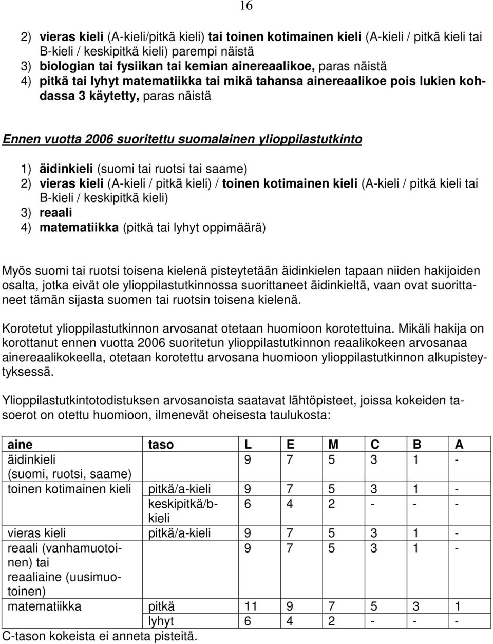 tai ruotsi tai saame) 2) vieras kieli (A-kieli / pitkä kieli) / toinen kotimainen kieli (A-kieli / pitkä kieli tai B-kieli / keskipitkä kieli) 3) reaali 4) matematiikka (pitkä tai lyhyt oppimäärä)