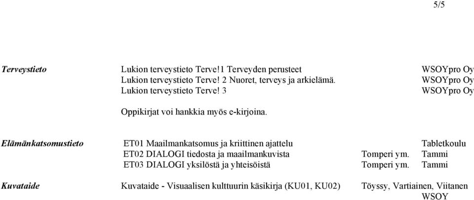 3 WSOYpro Oy Elämänkatsomustieto ET01 Maailmankatsomus ja kriittinen ajattelu Tabletkoulu ET02 DIALOGI tiedosta ja