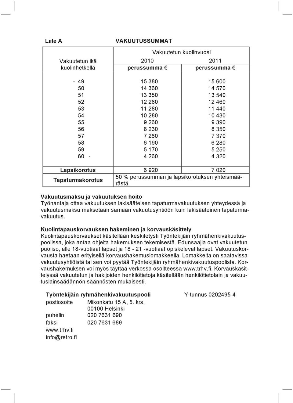 Tapaturmakorotus Vakuutusmaksu ja vakuutuksen hoito Työnantaja ottaa vakuutuksen lakisääteisen tapaturmavakuutuksen yhteydessä ja vakuutusmaksu maksetaan samaan vakuutusyhtiöön kuin lakisääteinen