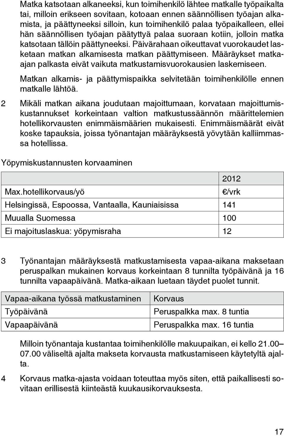 Päivärahaan oikeuttavat vuorokaudet lasketaan matkan alkamisesta matkan päättymiseen. Määräykset matkaajan palkasta eivät vaikuta matkustamisvuorokausien laskemiseen.