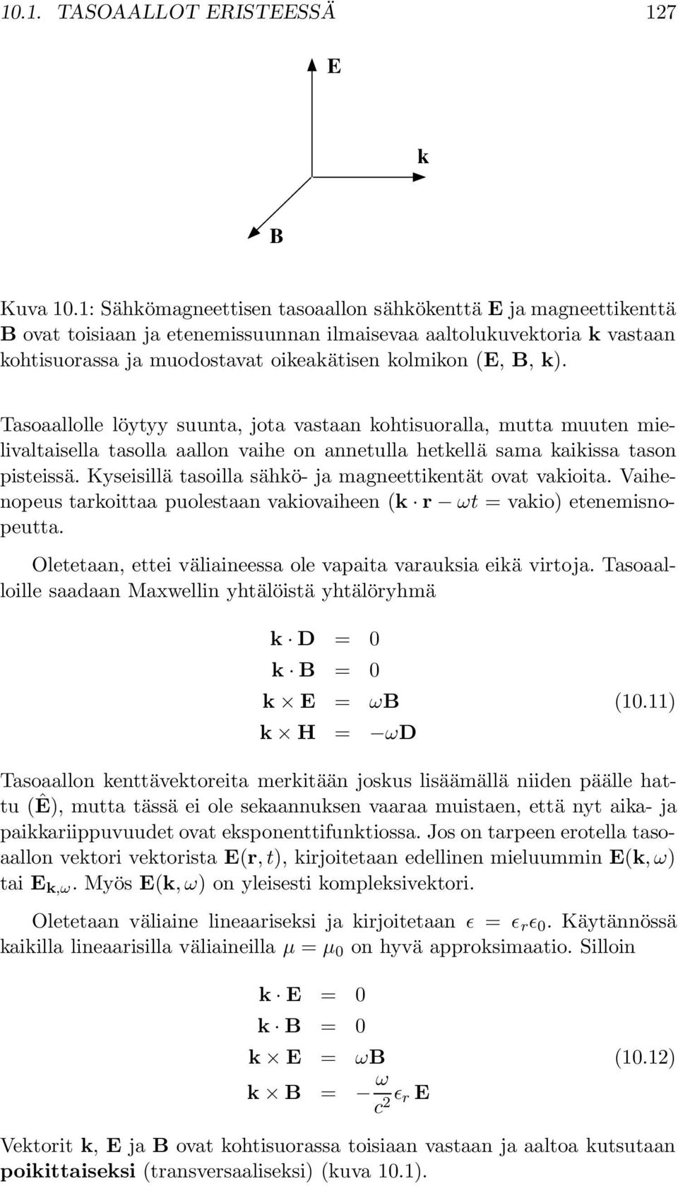 Tasoaallolle löytyy suunta, jota vastaan kohtisuoralla, mutta muuten mielivaltaisella tasolla aallon vaihe on annetulla hetkellä sama kaikissa tason pisteissä.