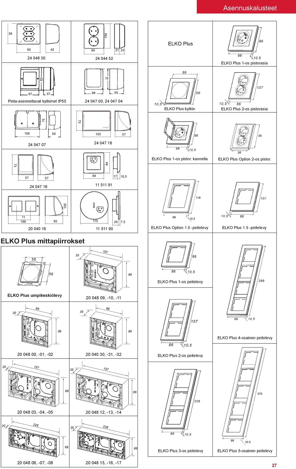 73 57 57 24 047 16 116 105 17 10,5 11 511 91 71 168 95 20 040 16 115 24 7,5 11 511 90 86 10.5 ELKO Plus Option 1.5 -peitelevy ELKO Plus 1.