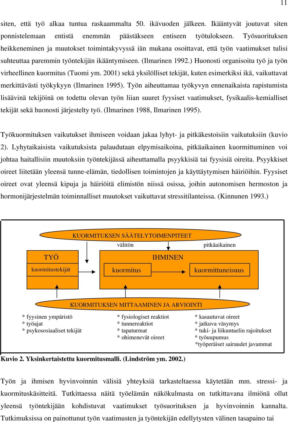 ) Huonosti organisoitu työ ja työn virheellinen kuormitus (Tuomi ym. 2001) sekä yksilölliset tekijät, kuten esimerkiksi ikä, vaikuttavat merkittävästi työkykyyn (Ilmarinen 1995).