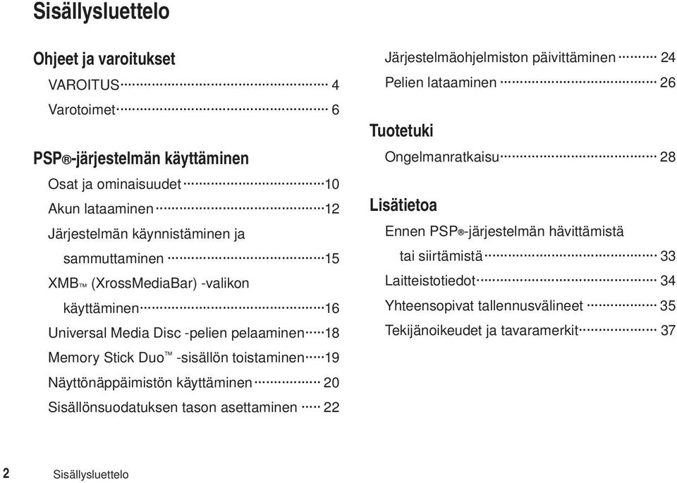 Näyttönäppäimistön käyttäminen 20 Sisällönsuodatuksen tason asettaminen 22 Järjestelmäohjelmiston päivittäminen 24 Pelien lataaminen 26 Tuotetuki Ongelmanratkaisu