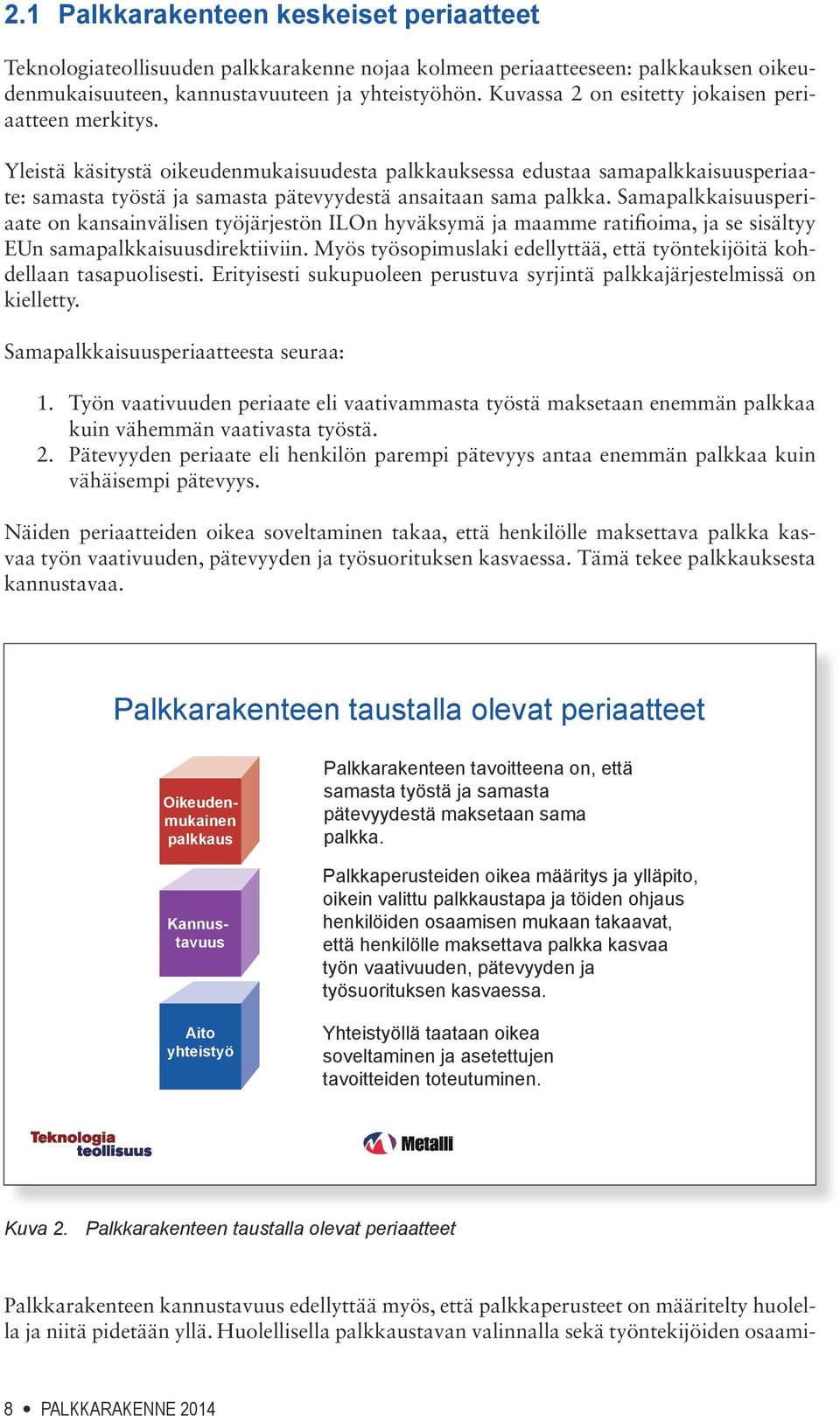 Yleistä käsitystä oikeudenmukaisuudesta palkkauksessa edustaa samapalkkaisuusperiaate: samasta työstä ja samasta pätevyydestä ansaitaan sama palkka.