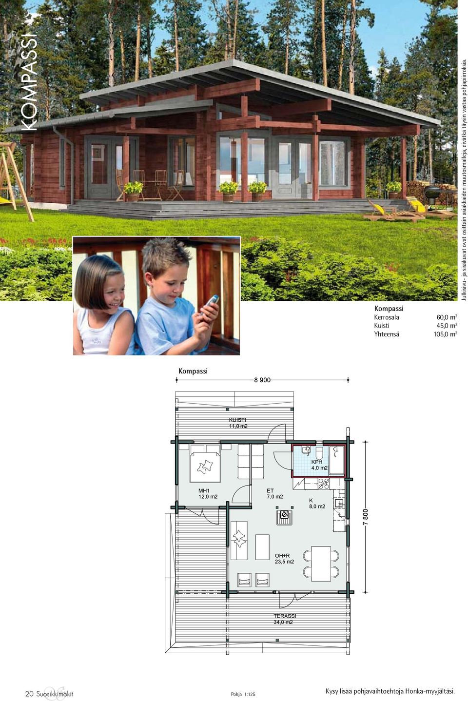 PLN PRINTED BY:outih Kompassi Kerrosala 60,0 m 2 Kuisti 45,0 m 2 Yhteensä 105,0 m 2 Kompassi 8 900 GRO FLOOR