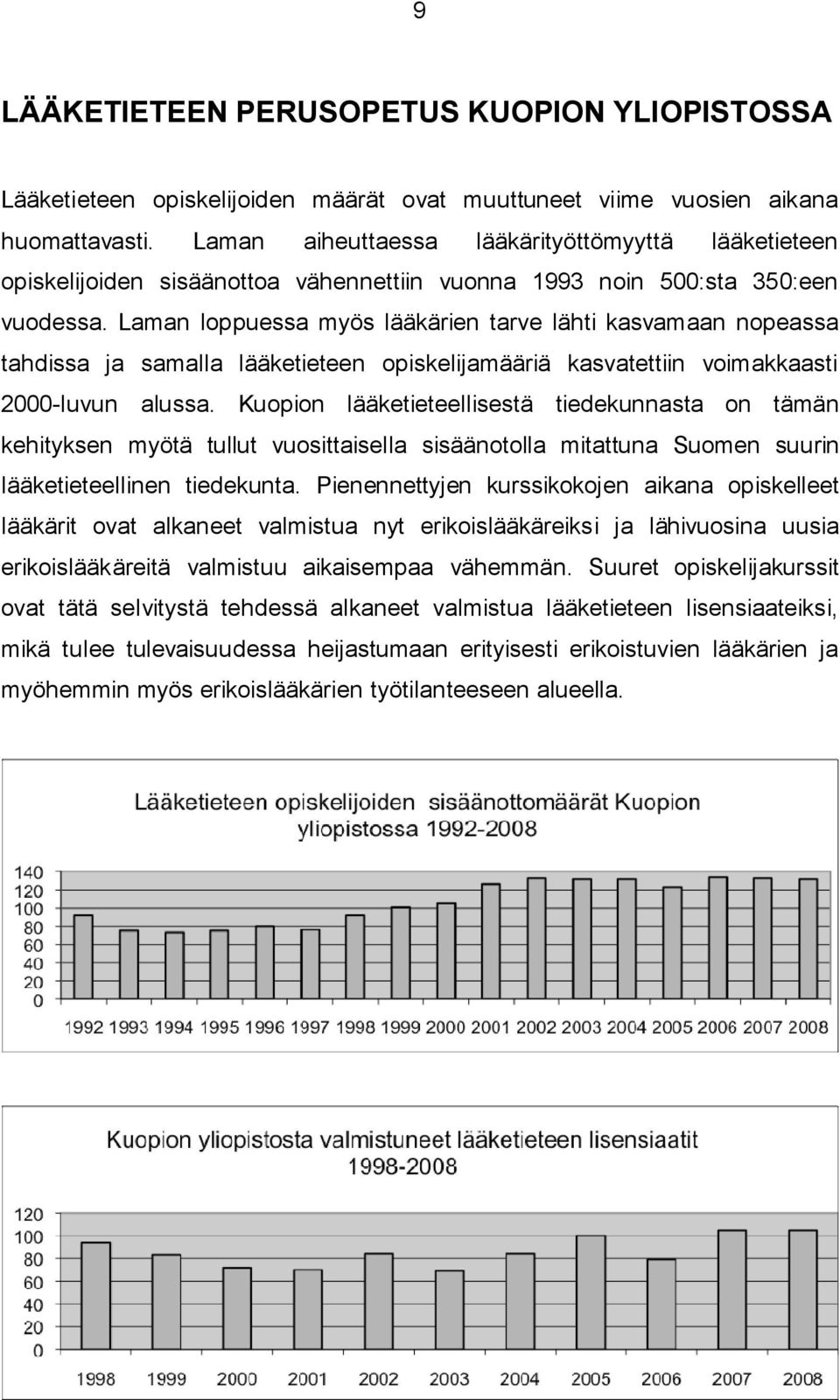 Laman loppuessa myös lääkärien tarve lähti kasvamaan nopeassa tahdissa ja samalla lääketieteen opiskelijamääriä kasvatettiin voimakkaasti 2000-luvun alussa.
