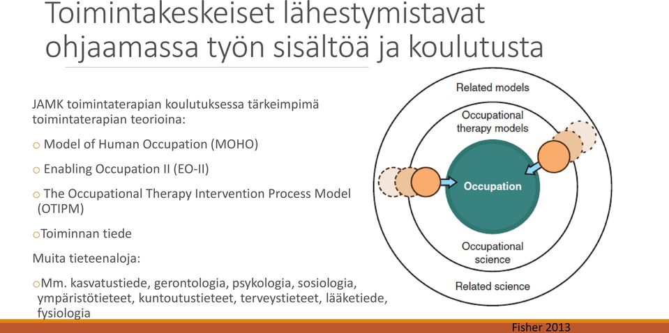 Occupational Therapy Intervention Process Model (OTIPM) otoiminnan tiede Muita tieteenaloja: omm.