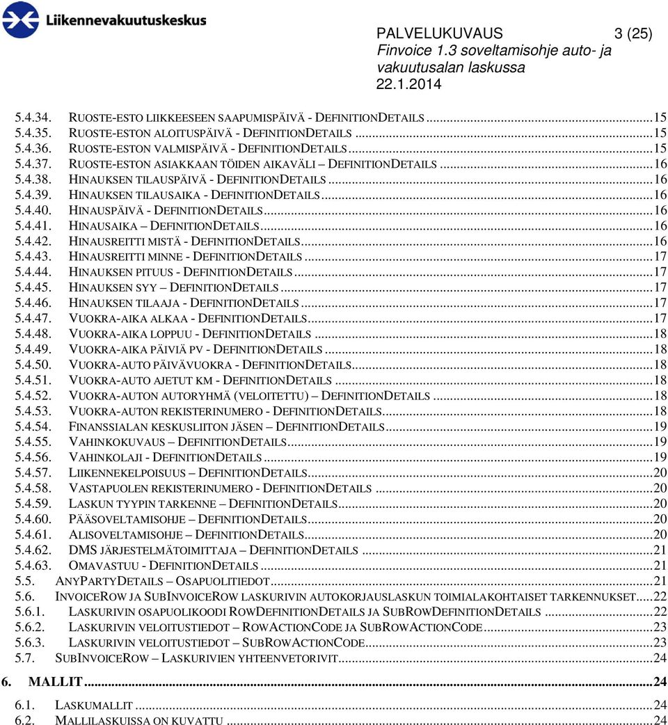 HINAUKSEN TILAUSAIKA - DEFINITIONDETAILS... 16 5.4.40. HINAUSPÄIVÄ - DEFINITIONDETAILS... 16 5.4.41. HINAUSAIKA DEFINITIONDETAILS... 16 5.4.42. HINAUSREITTI MISTÄ - DEFINITIONDETAILS... 16 5.4.43.