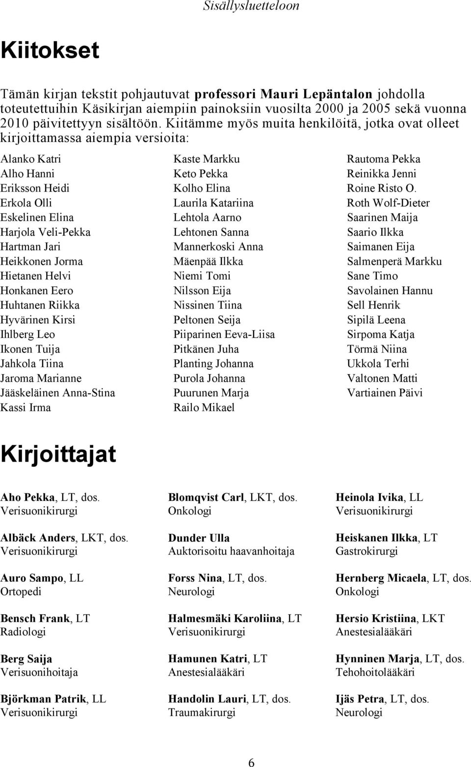 Hietanen Helvi Honkanen Eero Huhtanen Riikka Hyvärinen Kirsi Ihlberg Leo Ikonen Tuija Jahkola Tiina Jaroma Marianne Jääskeläinen Anna-Stina Kassi Irma Kaste Markku Keto Pekka Kolho Elina Laurila