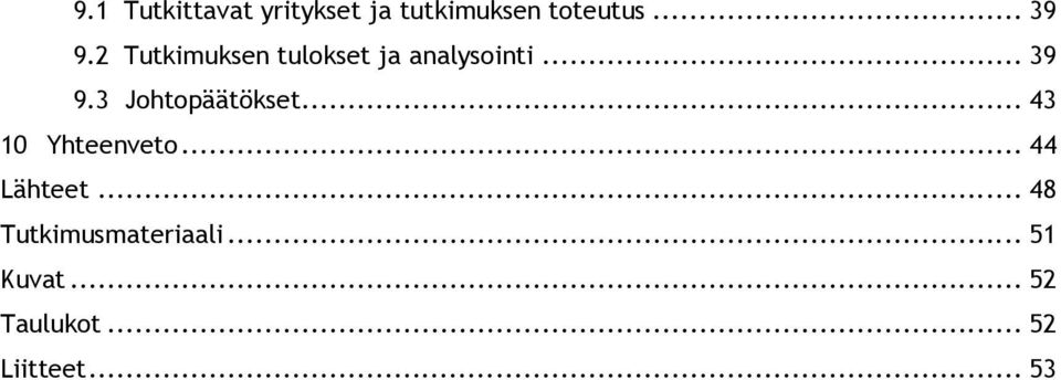 3 Johtopäätökset... 43 10 Yhteenveto... 44 Lähteet.