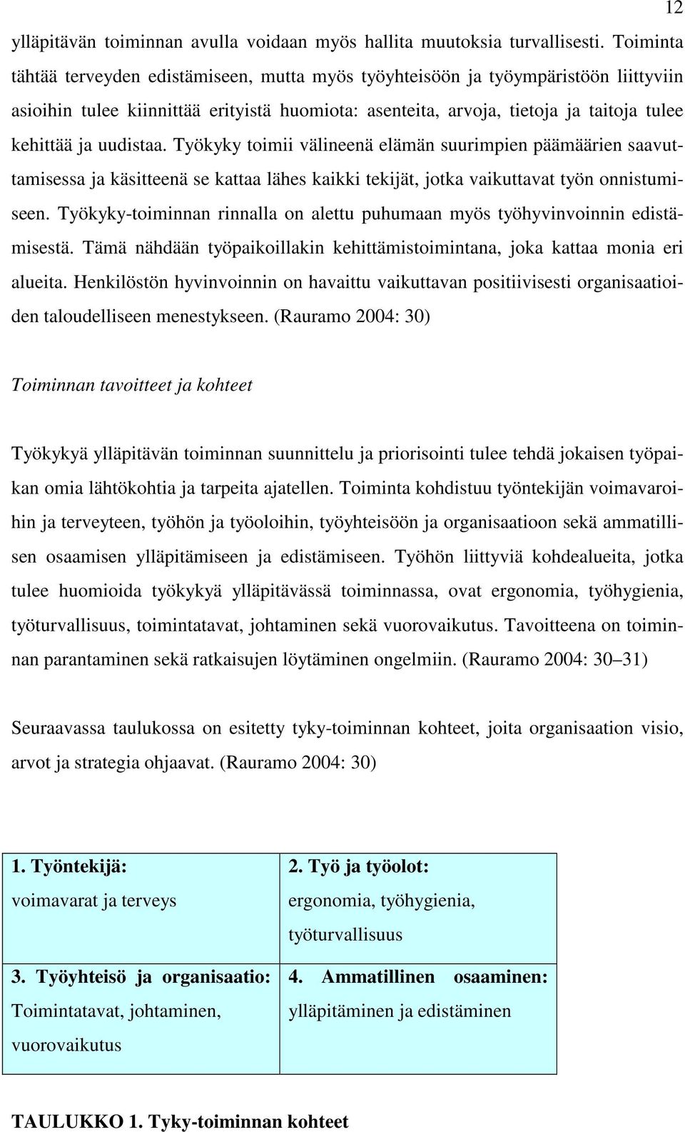 uudistaa. Työkyky toimii välineenä elämän suurimpien päämäärien saavuttamisessa ja käsitteenä se kattaa lähes kaikki tekijät, jotka vaikuttavat työn onnistumiseen.