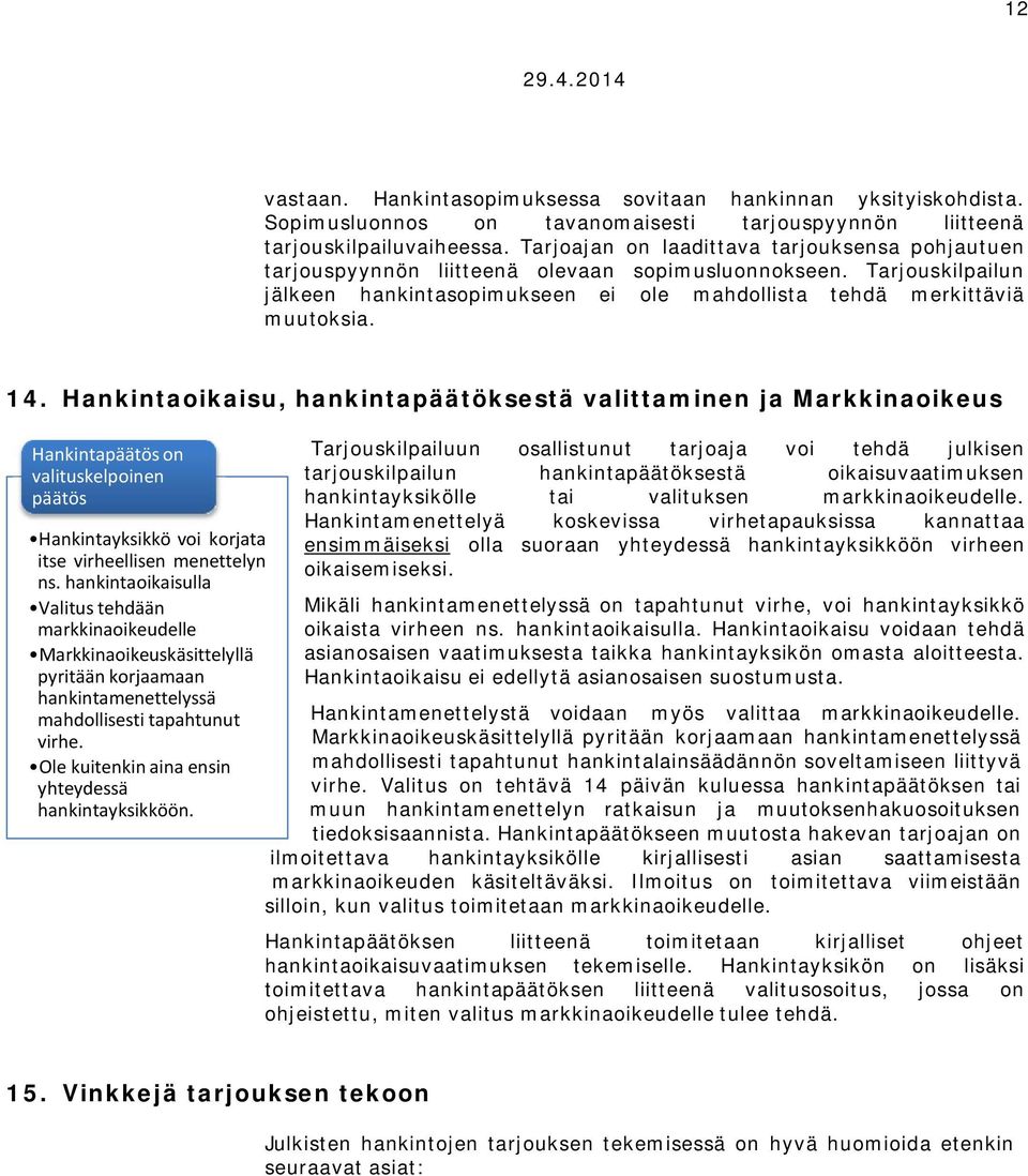 Hankintaoikaisu, hankintapäätöksestä valittaminen ja Markkinaoikeus Hankintapäätös on valituskelpoinen päätös Hankintayksikkö voi korjata itse virheellisen menettelyn ns.