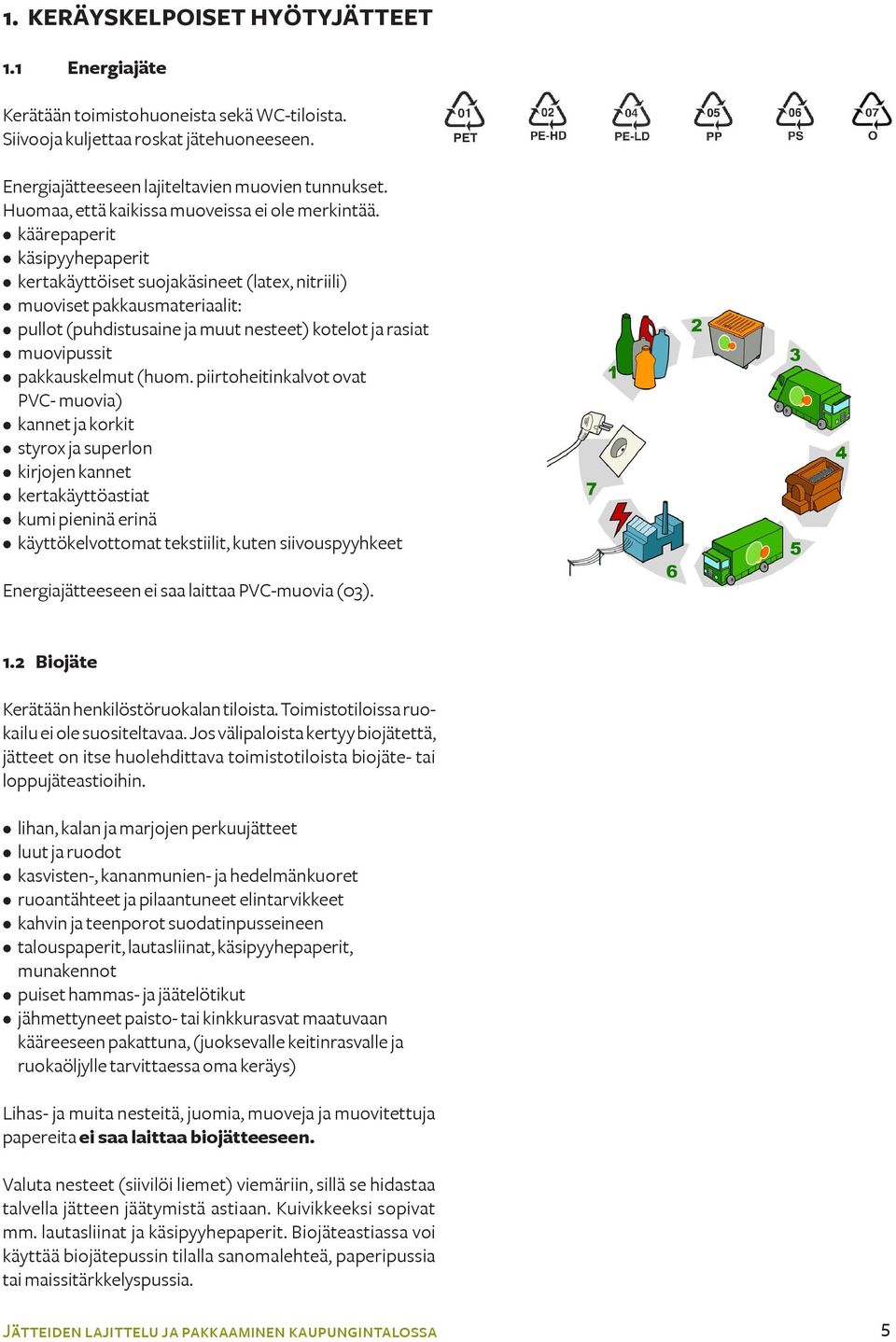 käärepaperit käsipyyhepaperit kertakäyttöiset suojakäsineet (latex, nitriili) muoviset pakkausmateriaalit: pullot (puhdistusaine ja muut nesteet) kotelot ja rasiat muovipussit pakkauskelmut (huom.