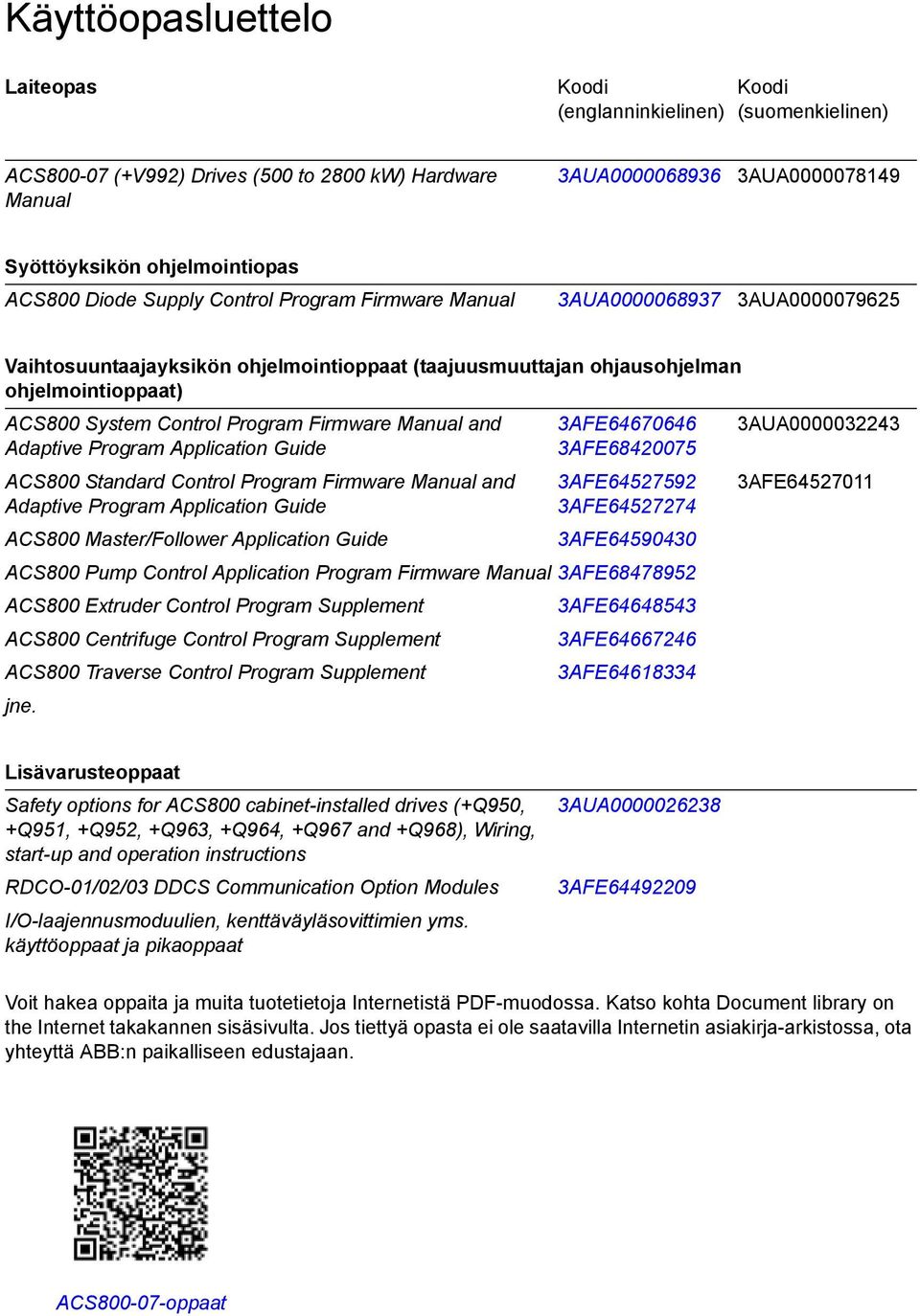 Program Firmware Manual and Adaptive Program Application Guide ACS800 Standard Control Program Firmware Manual and Adaptive Program Application Guide ACS800 Master/Follower Application Guide