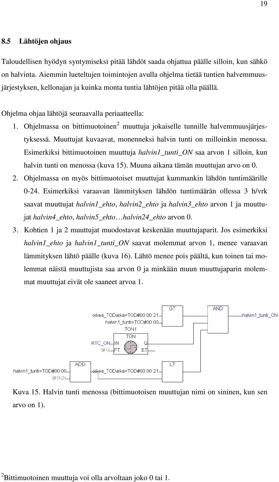 Ohjelmassa on bittimuotoinen 2 muuttuja jokaiselle tunnille halvemmuusjärjestyksessä. Muuttujat kuvaavat, monenneksi halvin tunti on milloinkin menossa.