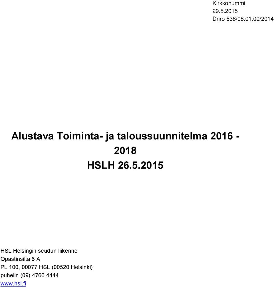 2015 HSL Helsingin seudun liikenne