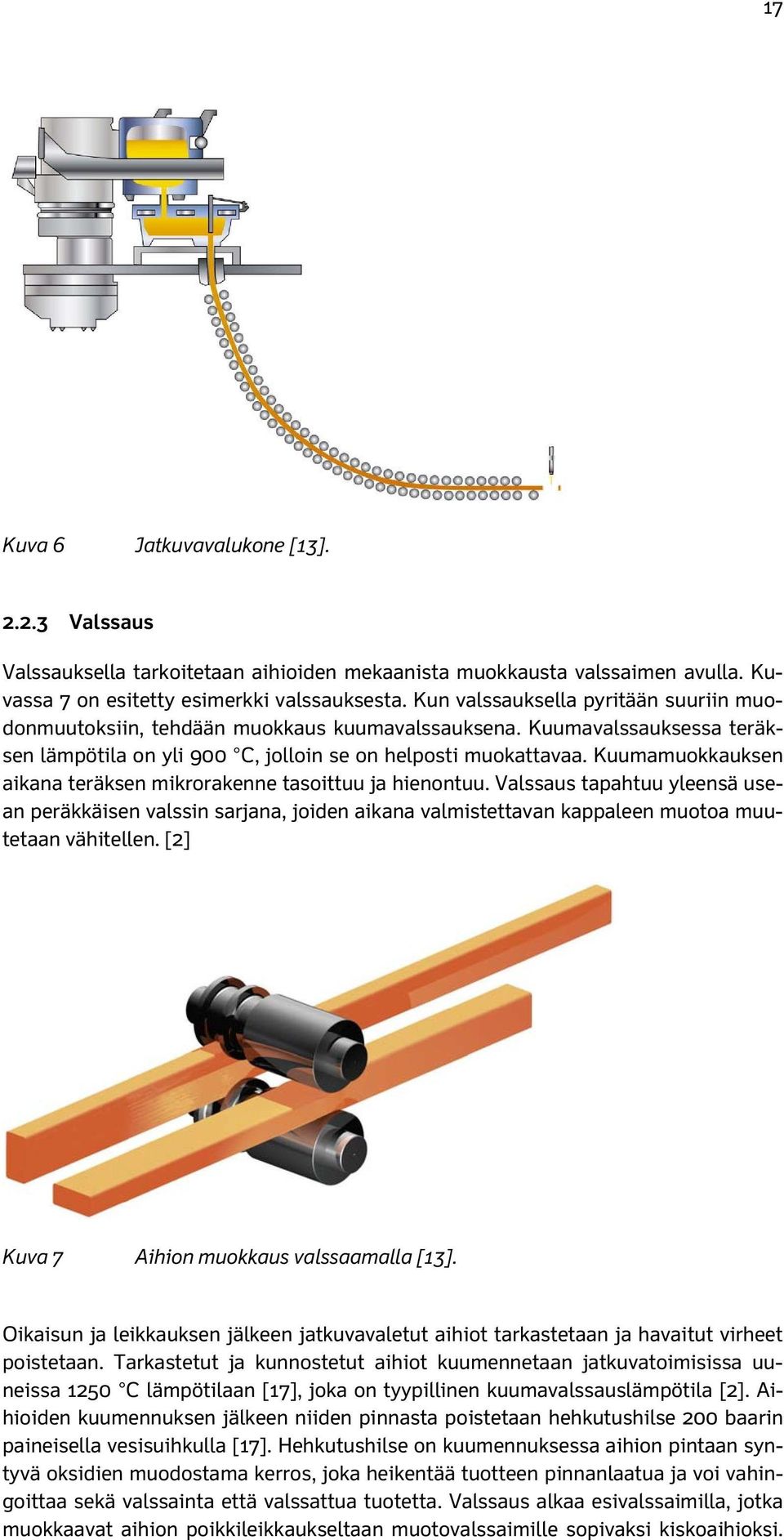 Kuumamuokkauksen aikana teräksen mikrorakenne tasoittuu ja hienontuu. Valssaus tapahtuu yleensä usean peräkkäisen valssin sarjana, joiden aikana valmistettavan kappaleen muotoa muutetaan vähitellen.