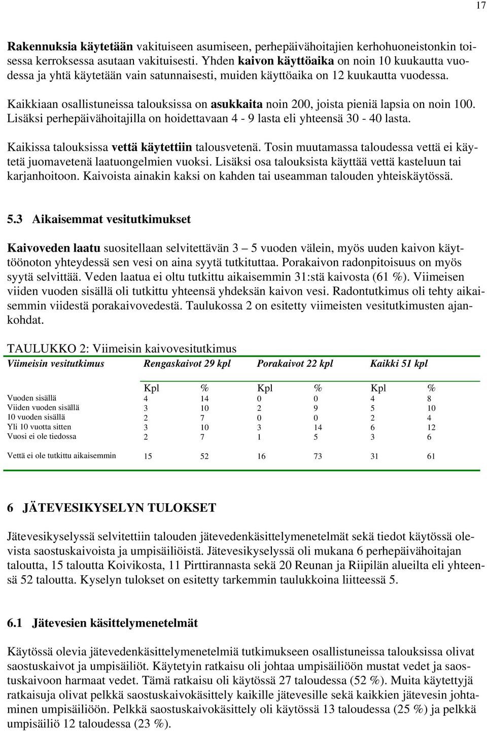 Kaikkiaan osallistuneissa talouksissa on asukkaita noin 2, joista pieniä lapsia on noin 1. Lisäksi perhepäivähoitajilla on hoidettavaan 4-9 lasta eli yhteensä - 4 lasta.
