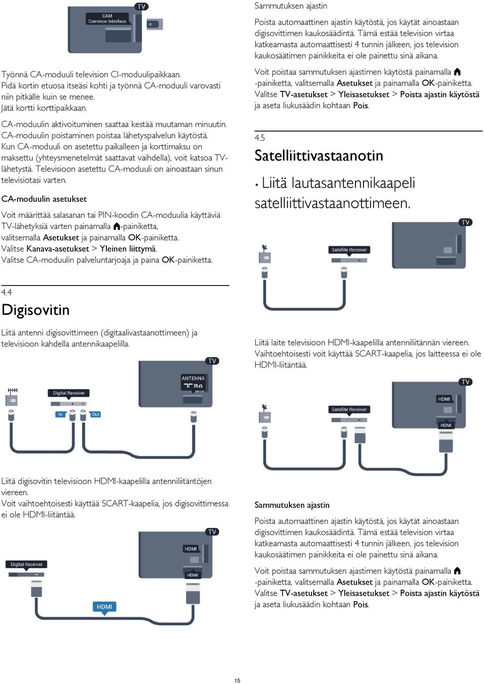 Voit poistaa sammutuksen ajastimen käytöstä painamalla -painiketta, valitsemalla Asetukset ja painamalla OK-painiketta.
