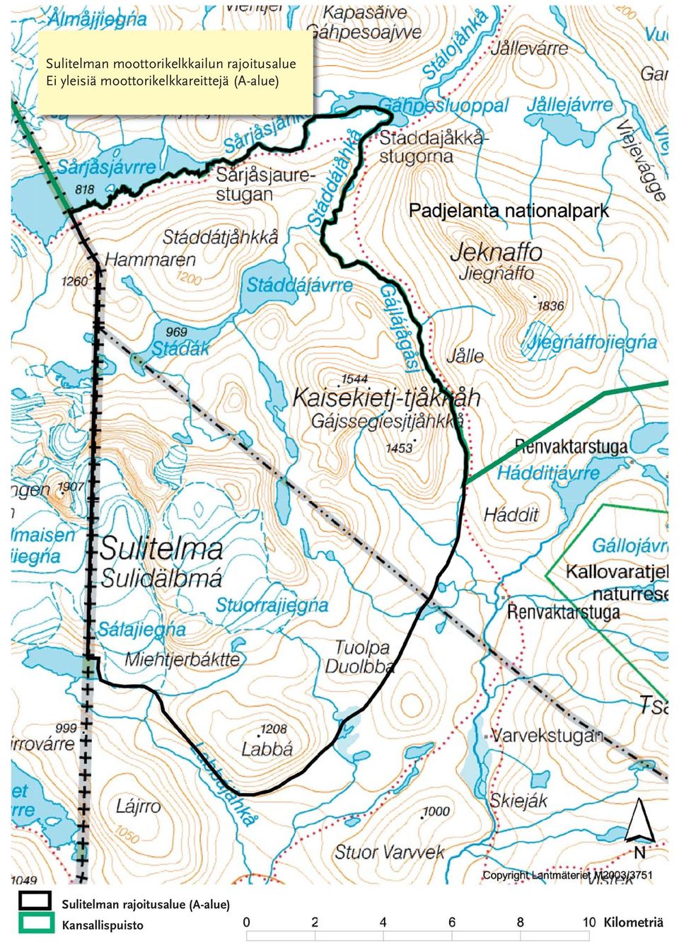 moottorikelkkareittejä (A-alue)