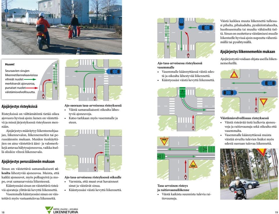 Väistä kaikkea muuta liikennettä tullessasi pihalta, pihakadulta, pysäköintialueelta, huoltoasemalta tai muulta vähäiseltä tieltä.