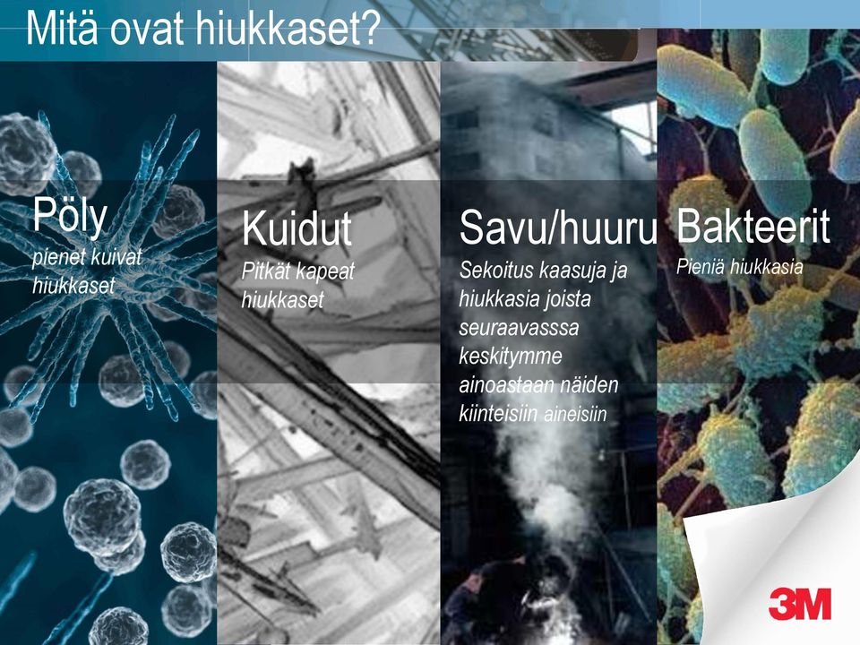 hiukkaset Savu/huuru Sekoitus kaasuja ja hiukkasia