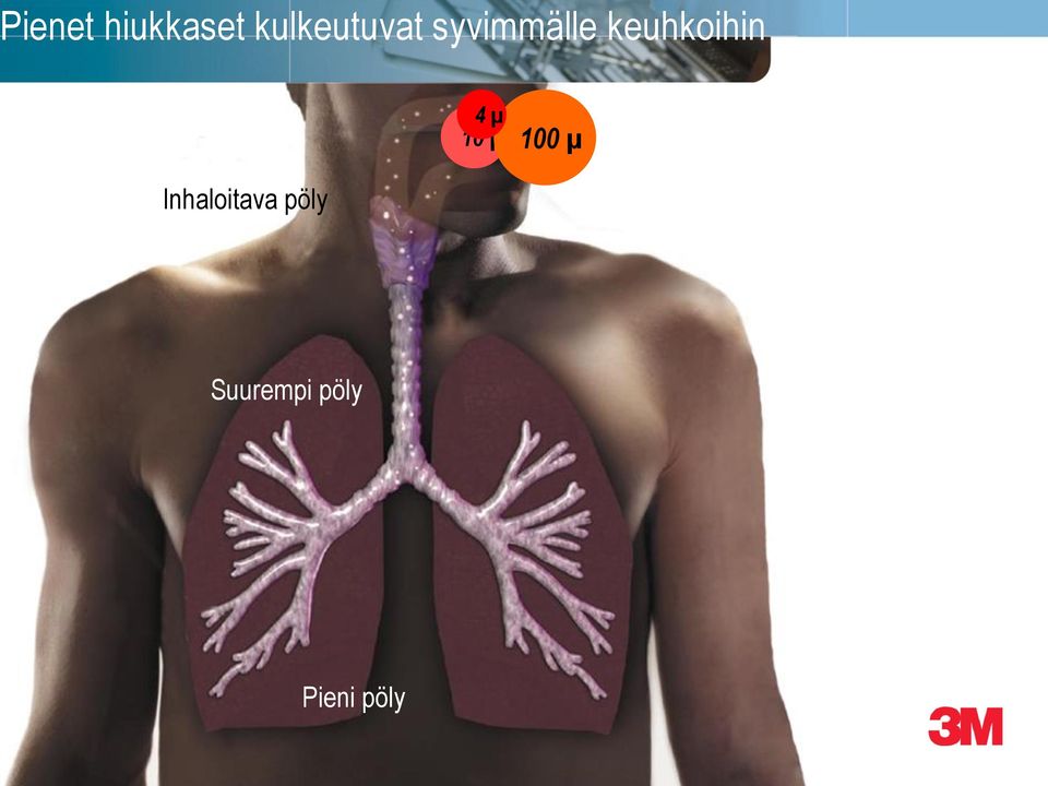 keuhkoihin 4 µ 10 µ 100 µ