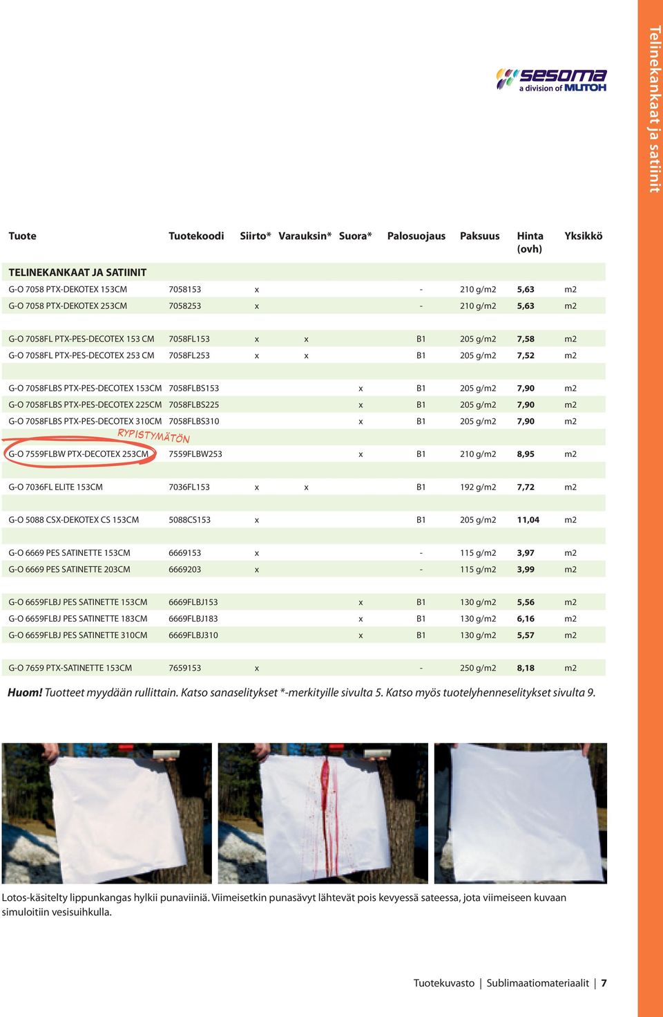 PTX-PES-DECOTEX 153CM 7058FLBS153 x B1 205 g/m2 7,90 m2 G-O 7058FLBS PTX-PES-DECOTEX 225CM 7058FLBS225 x B1 205 g/m2 7,90 m2 G-O 7058FLBS PTX-PES-DECOTEX 310CM 7058FLBS310 x B1 205 g/m2 7,90 m2