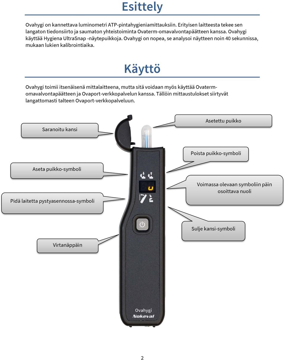 Ovahygi on nopea, se analysoi näytteen noin 40 sekunnissa, mukaan lukien kalibrointiaika.