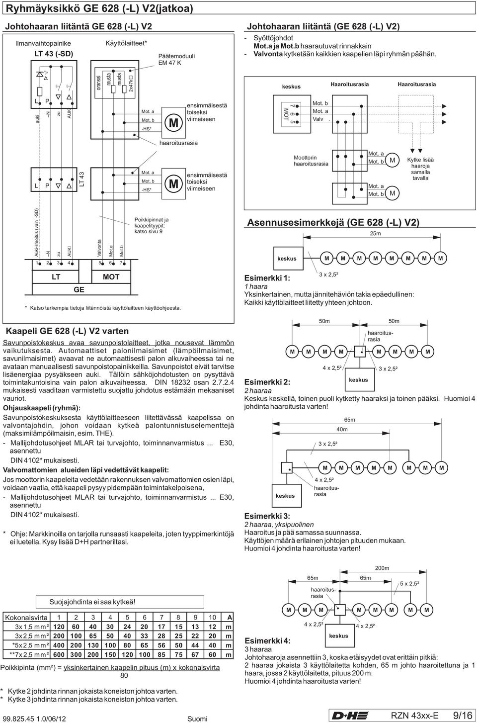 b ot. a Valv. HS* haaroitusrasia L P LT 43 ot. a ot. b HS* ensimmäisestä toiseksi viimeiseen oottorin haaroitusrasia ot. a ot. b ot. a ot. b Kytke lisää haaroja samalla tavalla Aukiilmoitus (vain SD) N 1 3 4 ot.