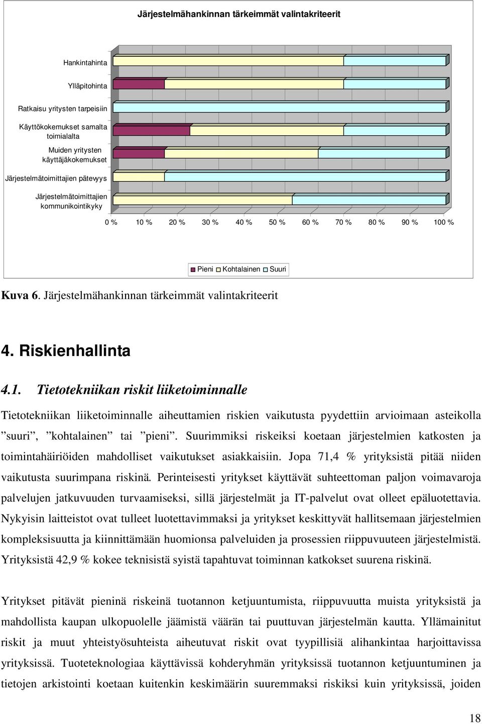 Järjestelmähankinnan tärkeimmät valintakriteerit 4. Riskienhallinta 4.1.