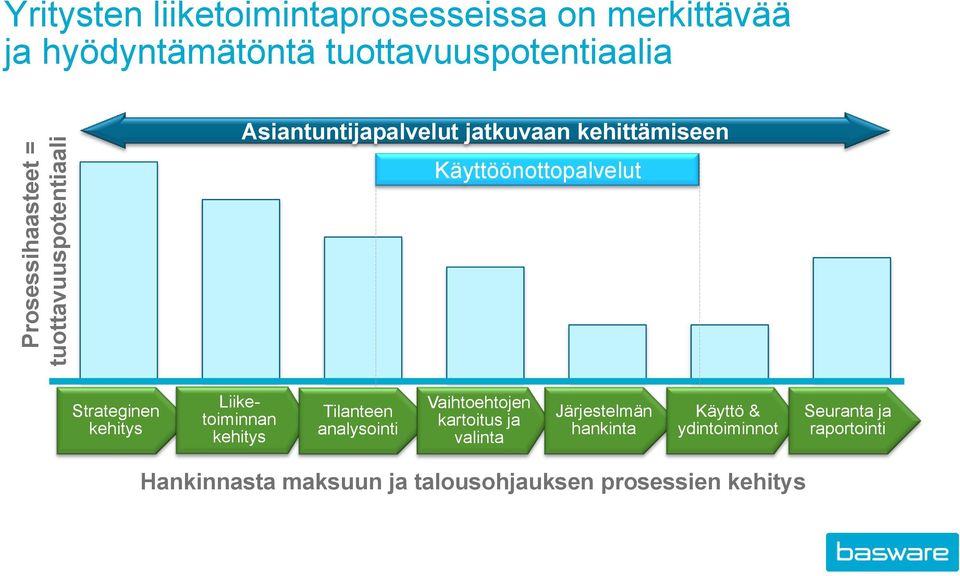 Strateginen kehitys Liiketoiminnan kehitys Tilanteen analysointi Vaihtoehtojen kartoitus ja valinta