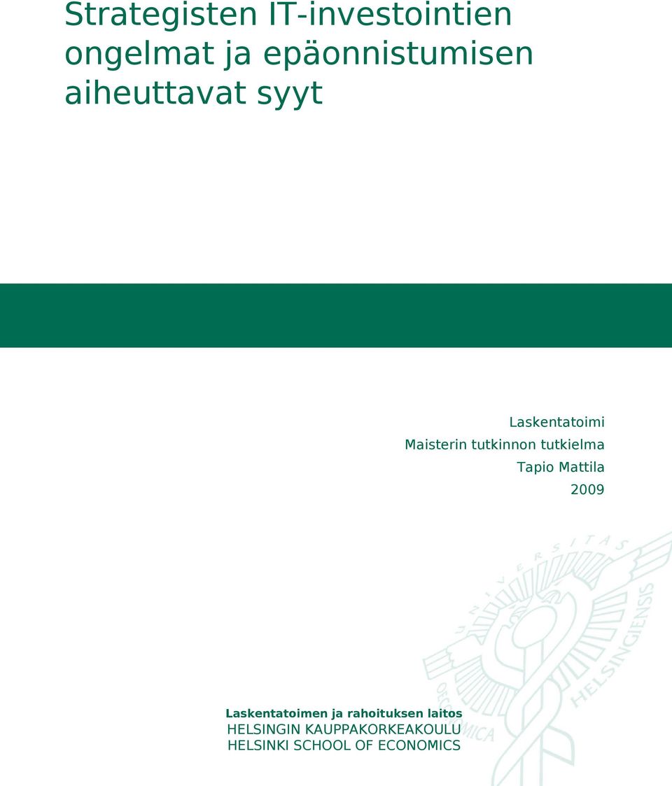 tutkielma Tapio Mattila 2009 Laskentatoimen ja