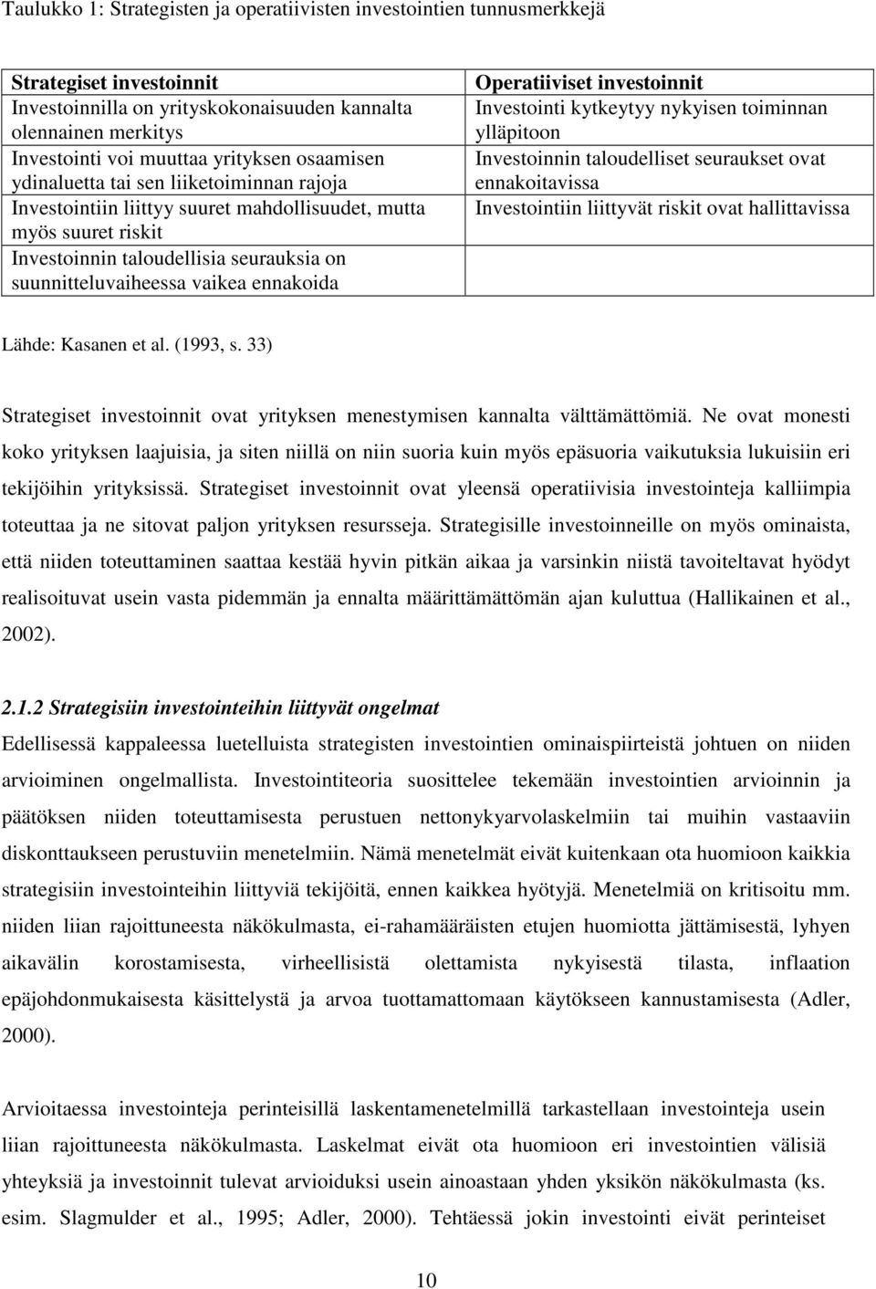 ennakoida Operatiiviset investoinnit Investointi kytkeytyy nykyisen toiminnan ylläpitoon Investoinnin taloudelliset seuraukset ovat ennakoitavissa Investointiin liittyvät riskit ovat hallittavissa