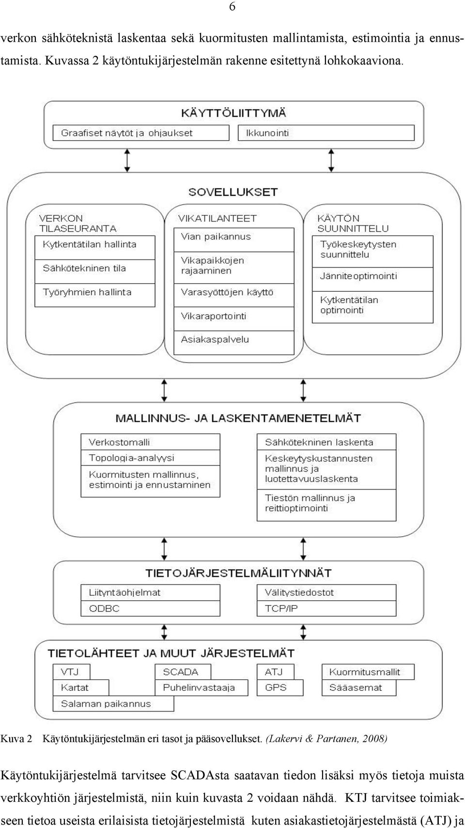 (Lakervi & Partanen, 2008) Käytöntukijärjestelmä tarvitsee SCADAsta saatavan tiedon lisäksi myös tietoja muista verkkoyhtiön