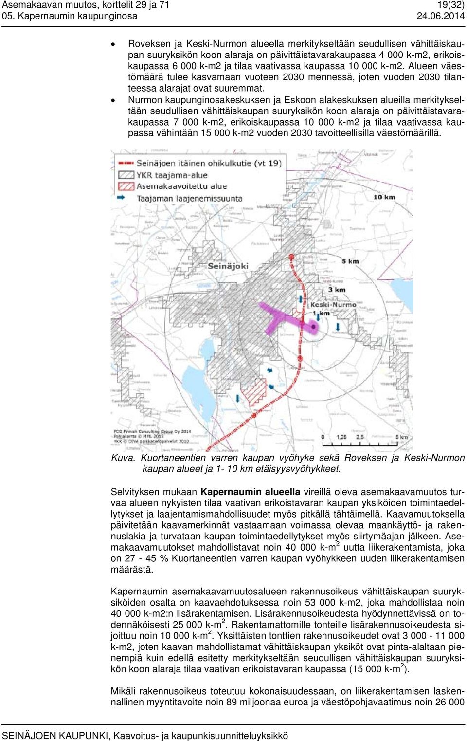 kaupassa 10 000 k-m2. Alueen väestömäärä tulee kasvamaan vuoteen 2030 mennessä, joten vuoden 2030 tilanteessa alarajat ovat suuremmat.