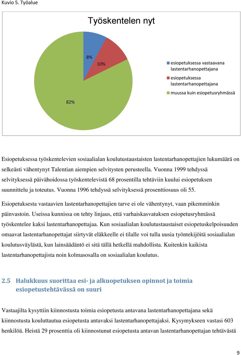 koulutustaustaisten lastentarhanopettajien lukumäärä on selkeästi vähentynyt Talentian aiempien selvitysten perusteella.