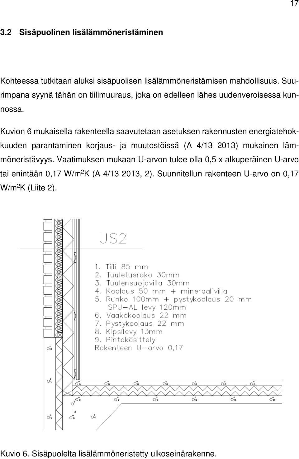 Kuvion 6 mukaisella rakenteella saavutetaan asetuksen rakennusten energiatehokkuuden parantaminen korjaus- ja muutostöissä (A 4/13 2013) mukainen