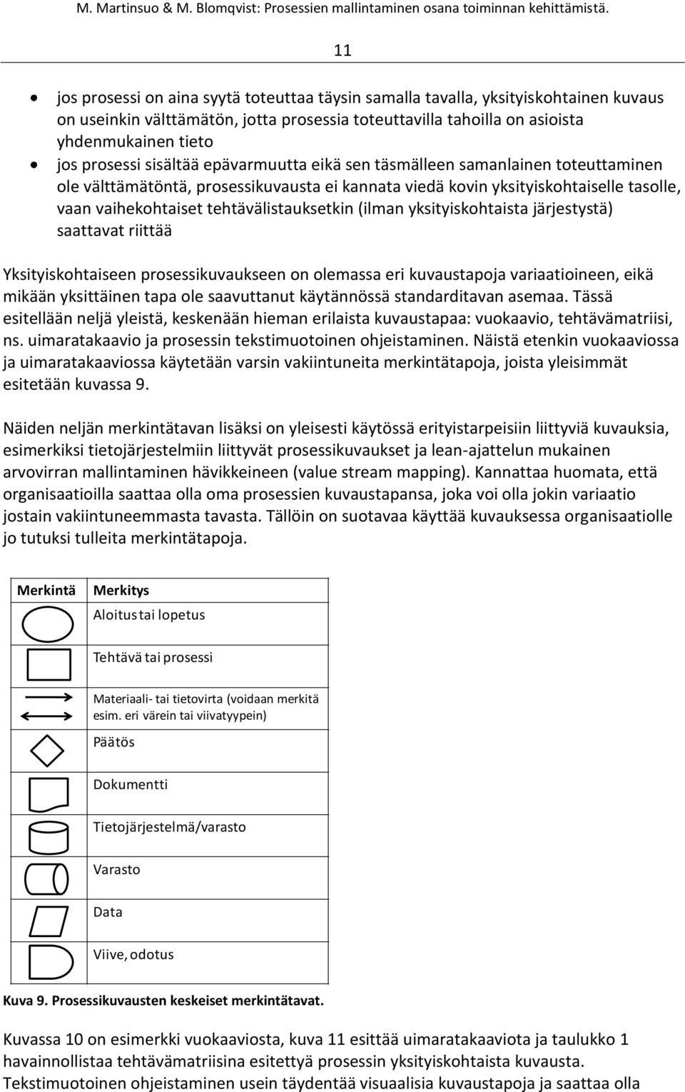 (ilman yksityiskohtaista järjestystä) saattavat riittää Yksityiskohtaiseen prosessikuvaukseen on olemassa eri kuvaustapoja variaatioineen, eikä mikään yksittäinen tapa ole saavuttanut käytännössä