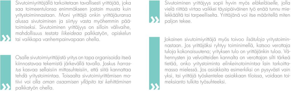 Sivutoiminen yrittäjyys on silloin välivaihe, mahdollisuus testata liikeideaa palkkatyön, opiskelun tai vaikkapa vanhempainvapaan ohella.