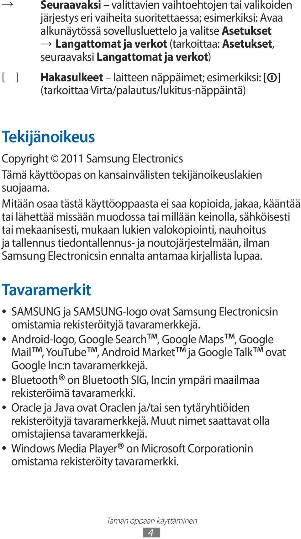 käyttöopas on kansainvälisten tekijänoikeuslakien suojaama.