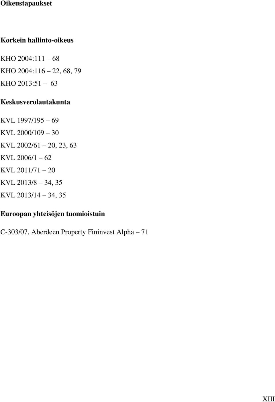 20, 23, 63 KVL 2006/1 62 KVL 2011/71 20 KVL 2013/8 34, 35 KVL 2013/14 34, 35