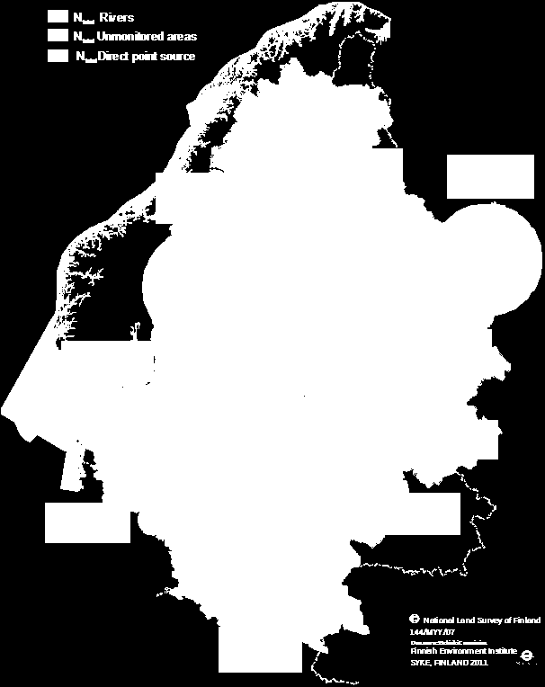 Kuva 4.7.1-2. Itämeren kokonaistyppikuormitus maittain vuonna 2006.