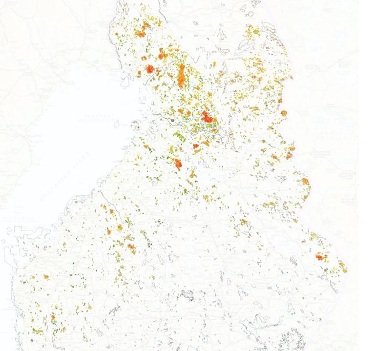 34. Kaikki piirteet Pohjois-Suomi Arvo Suuri Pieni Harmaa viiva = N2000-alueen raja Alustavia