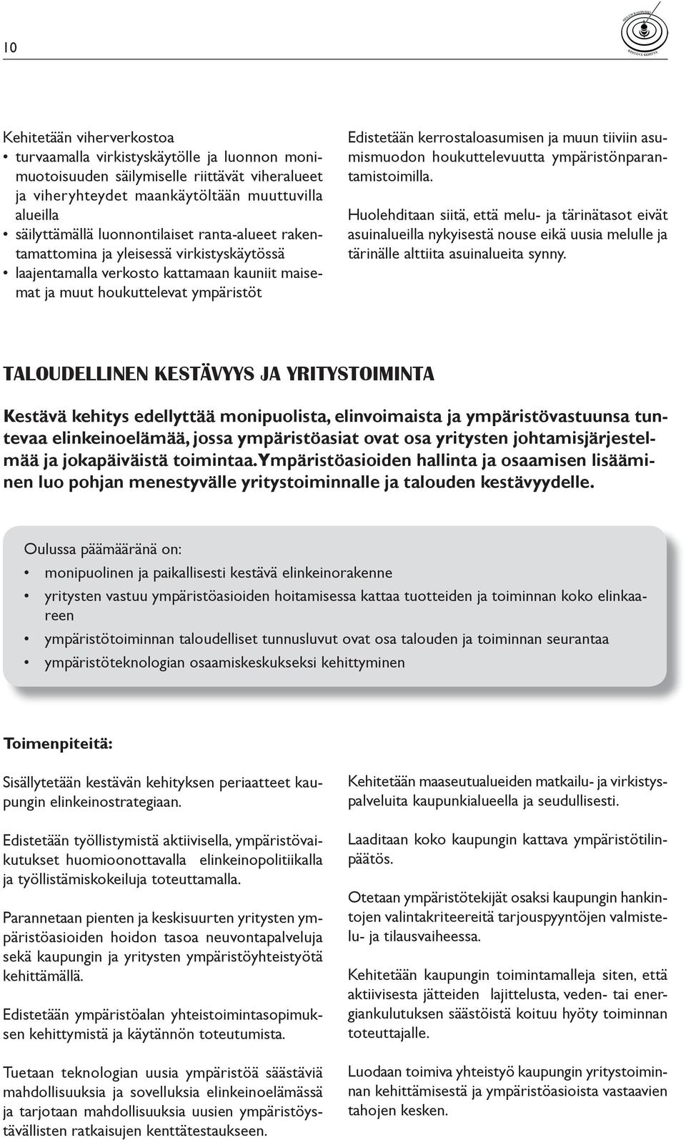 tiiviin asumismuodon houkuttelevuutta ympäristönparantamistoimilla.