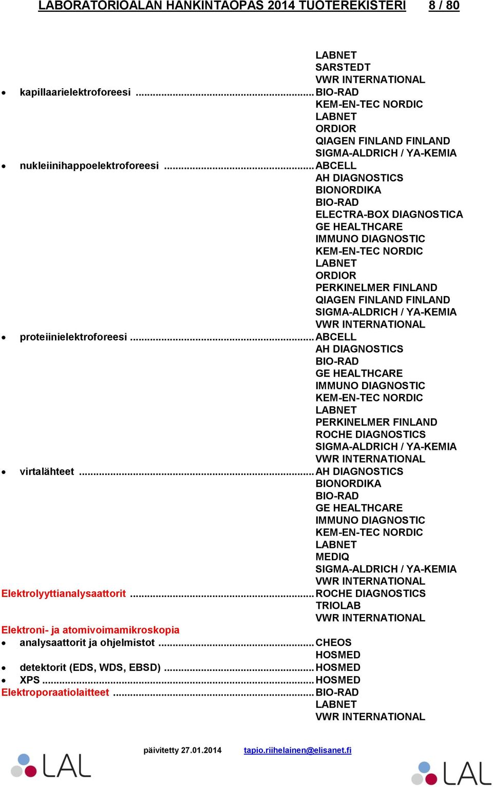 .. ABCELL QIAGEN FINLAND FINLAND proteiinielektroforeesi... ABCELL virtalähteet.