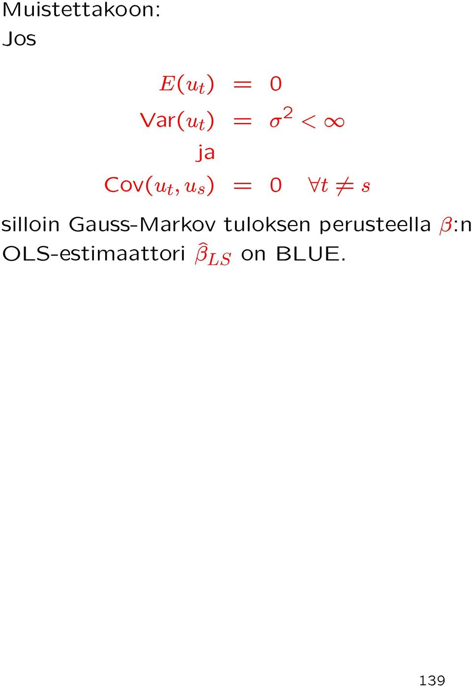 silloin Gauss-Markov tuloksen