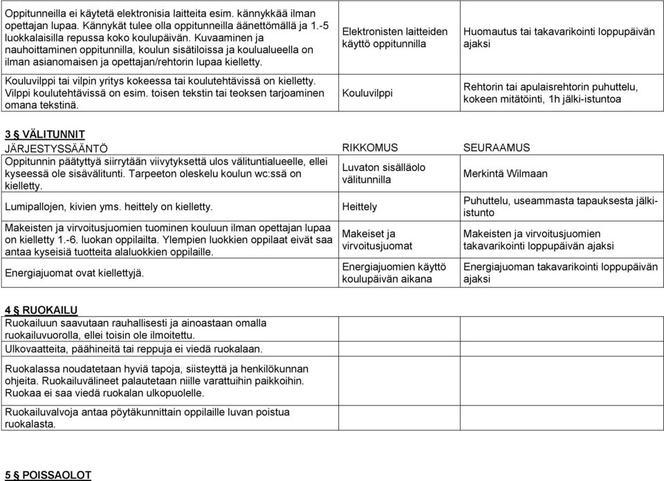 Kouluvilppi tai vilpin yritys kokeessa tai koulutehtävissä on kielletty. Vilppi koulutehtävissä on esim. toisen tekstin tai teoksen tarjoaminen omana tekstinä.